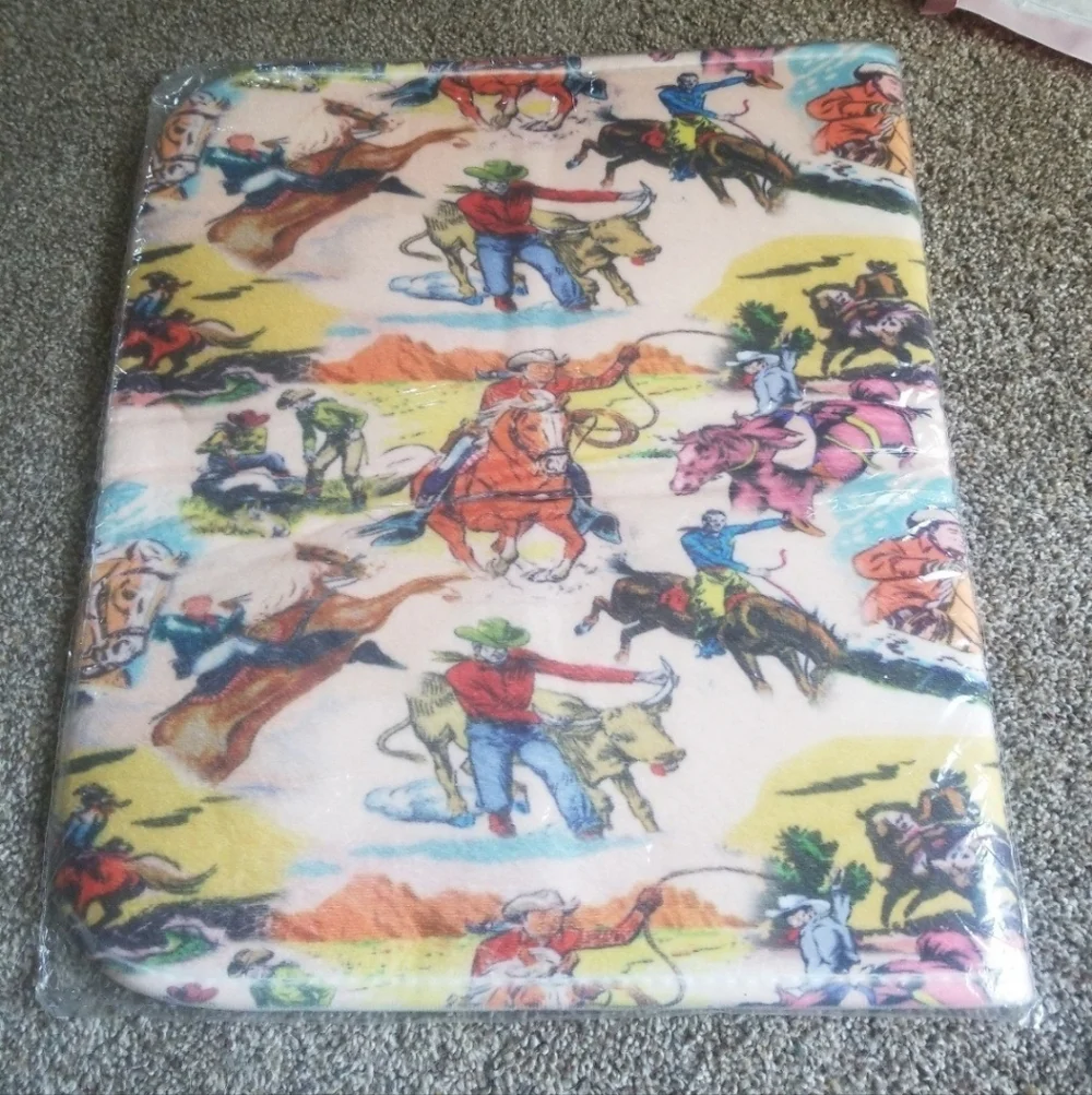 Retro Cowboy Rodeo Print Bathroom Set - Shower Curtain And Mat